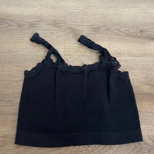 Aeropostale Black Seamless Tank with Lace